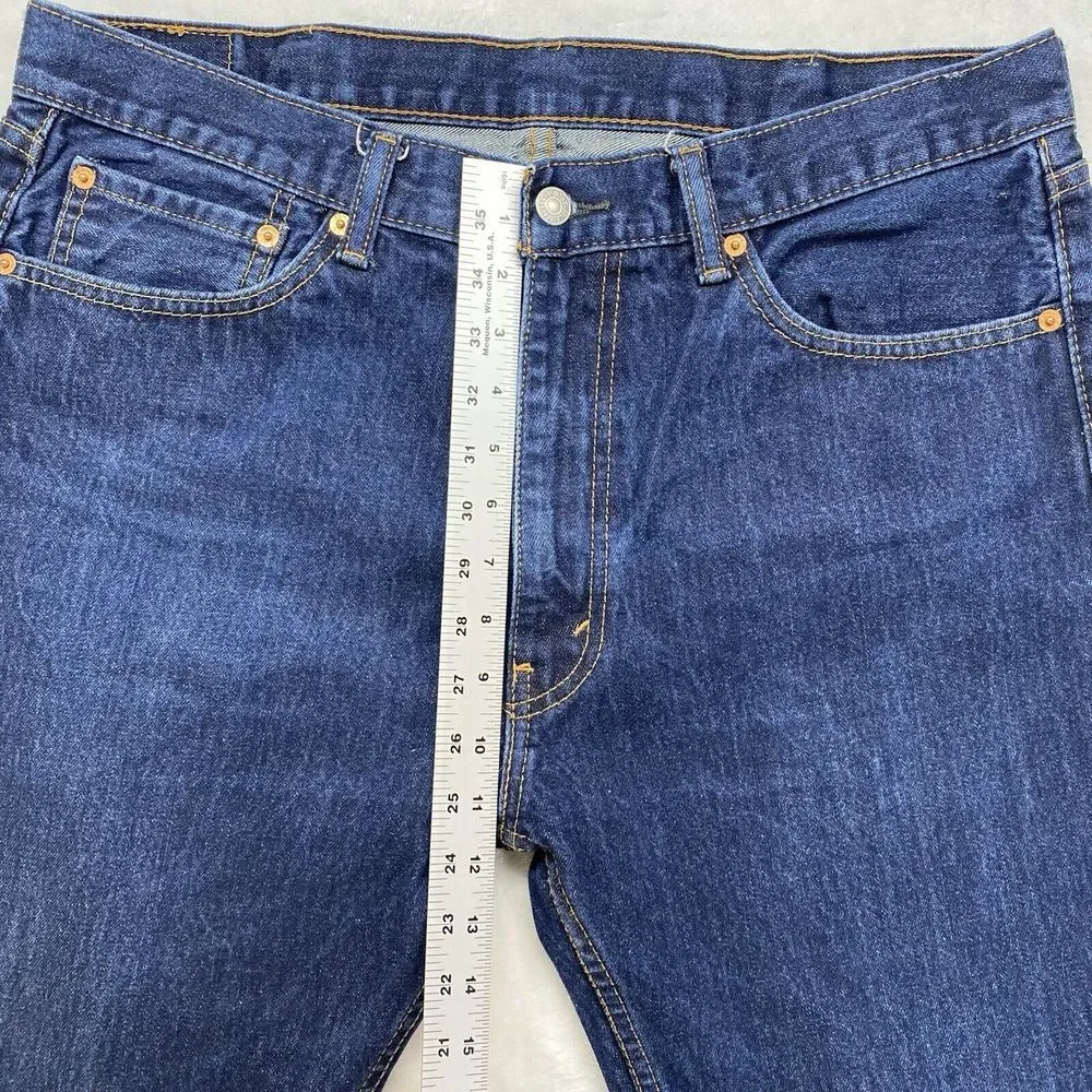 Levis 505 Jeans Mens 38x29‎ Regular Fit Straight Leg dark blue denim
